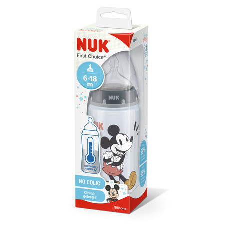 NUK First Choice Biberon Mickey Mouse – Tettarella in Lattice – 300 ml 0-6  mesi – Love Baby